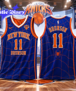 Jalen Brunson Spider-Man New York Knicks City Basketball Jersey