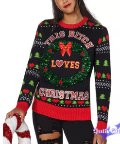 Light-Up This Bitch Loves Christmas Ugly Christmas Sweater Light-Up This Bitch Loves Christmas Ugly Christmas Sweater