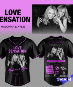 Madonna & Kylie Love Sensation Graphic Baseball Jersey Madonna & Kylie Love Sensation Graphic Baseball Jersey