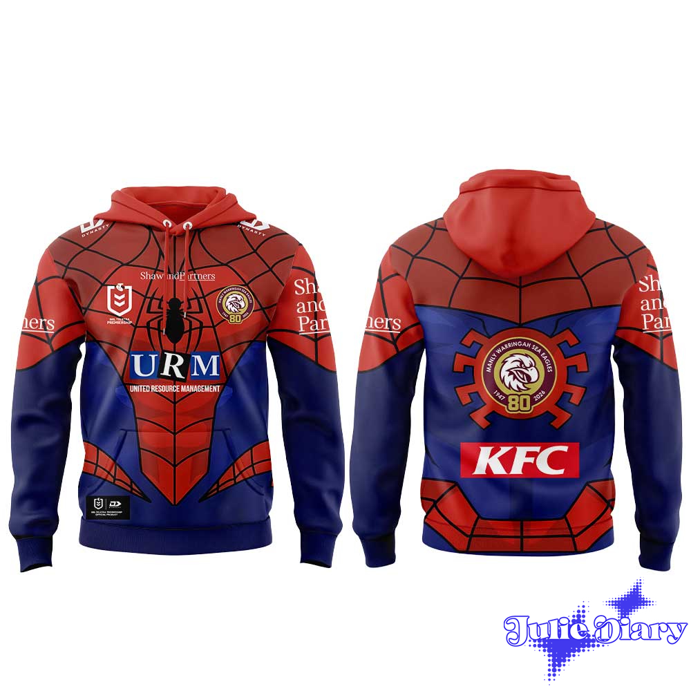 Manly Sea Eagles x Spider-Man 2026 Hoodie & Tee Manly Sea Eagles x Spider-Man 2026 Hoodie & Tee