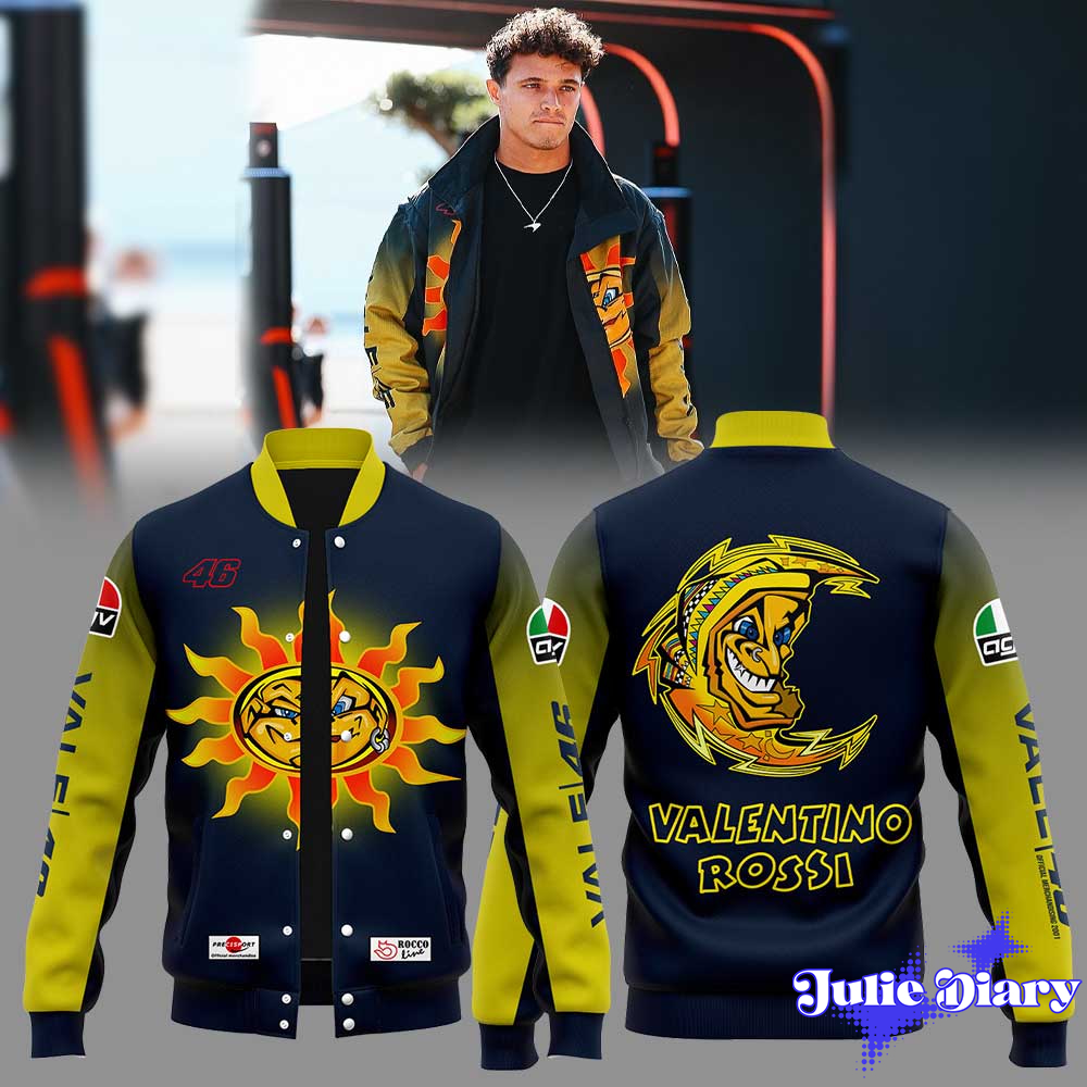 McLaren Lando Norris Valentino Rossi Official Sun & Moon Baseball Jacket McLaren Lando Norris Valentino Rossi Official Sun & Moon Baseball Jacket