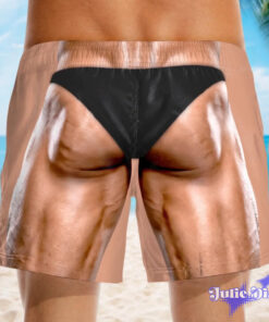 Muscle Print Thong Swim Trunks – Funny Body Illusion Beach Shorts