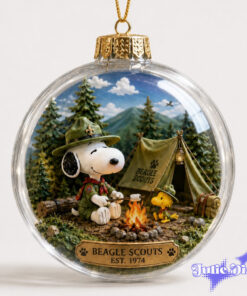Peanuts Snoopy Beagle Scouts Est 1974 Clear Composite Ball Christmas Ornament Peanuts Snoopy Beagle Scouts Est 1974 Clear Composite Ball Christmas Ornament
