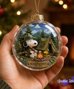 Peanuts Snoopy Beagle Scouts Est 1974 Clear Composite Ball Christmas Ornament