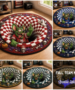 Rat Fink Middle Finger Up Halloween Full Team NFL Round Rug Rat Fink Middle Finger Up Halloween Full Team NFL Round Rug