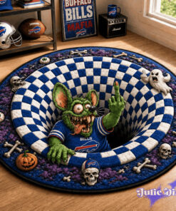 Rat Fink Middle Finger Up Halloween Full Team NFL Round Rug
