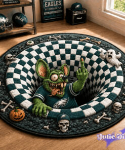 Rat Fink Middle Finger Up Halloween Full Team NFL Round Rug