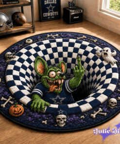 Rat Fink Middle Finger Up Halloween Full Team NFL Round Rug