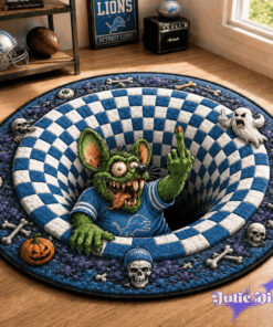Rat Fink Middle Finger Up Halloween Full Team NFL Round Rug