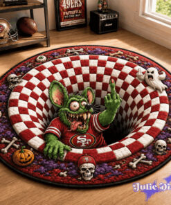 Rat Fink Middle Finger Up Halloween Full Team NFL Round Rug