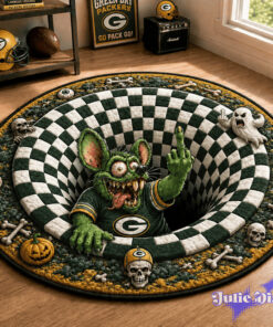 Rat Fink Middle Finger Up Halloween Full Team NFL Round Rug