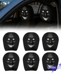 Scary Black Face Haunt Halloween Car Headrest Cover 2026