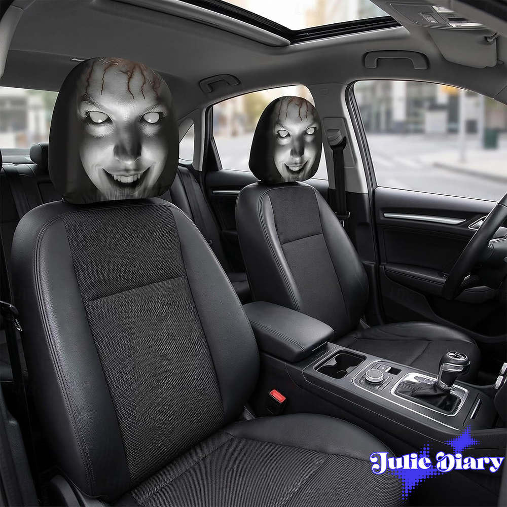 Scary Face Head Haunt Car Headrest Cover 2026 Scary Face Head Haunt Car Headrest Cover 2026