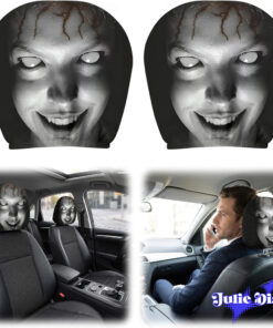 Scary Face Head Haunt Car Headrest Cover 2026