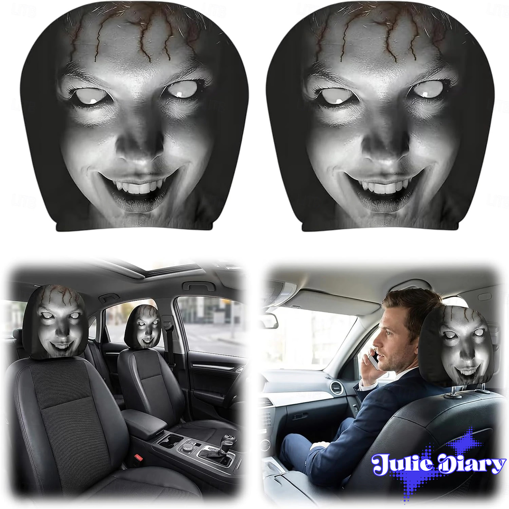 Scary Face Head Haunt Car Headrest Cover 2026 Scary Face Head Haunt Car Headrest Cover 2026