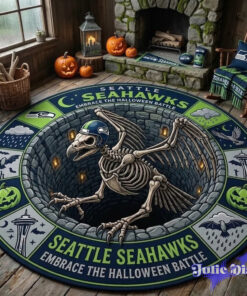 Seattle Seahawks 2026 Halloween Quilted Round Rug