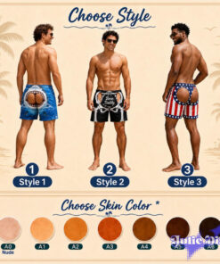 Shark Bite Swim Trunks – Funny Butt Cutout Beach Shorts