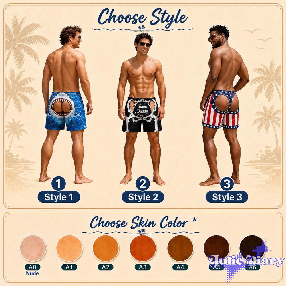 Shark Bite Swim Trunks – Funny Butt Cutout Beach Shorts Shark Bite Swim Trunks – Funny Butt Cutout Beach Shorts