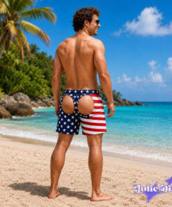 Shark Bite Swim Trunks – Funny Butt Cutout Beach Shorts