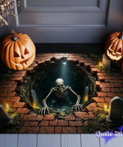 Skeleton climbed up from the well – Halloween Doormat