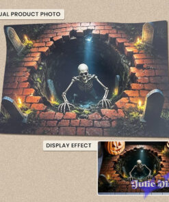 Skeleton climbed up from the well - Halloween Doormat