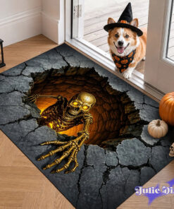 Skeleton climbing Halloween Doormat Skeleton climbing Halloween Doormat
