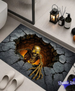 Skeleton climbing Halloween Doormat