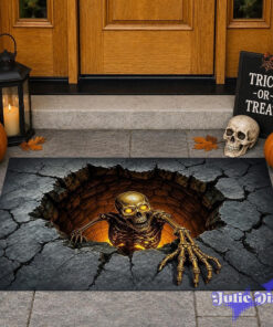 Skeleton climbing Halloween Doormat