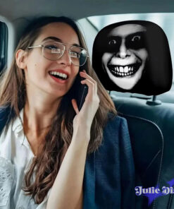 Smiling Face Haunt Halloween Car Headrest Cover 2026