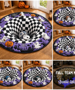 Snoopy Hiding Halloween Full Team NFL Round Rug Snoopy Hiding Halloween Full Team NFL Round Rug