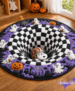 Snoopy Hiding Halloween Full Team NFL Round Rug