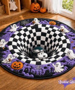 Snoopy Hiding Halloween Full Team NFL Round Rug