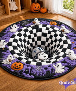 Snoopy Hiding Halloween Full Team NFL Round Rug