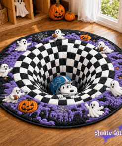 Snoopy Hiding Halloween Full Team NFL Round Rug