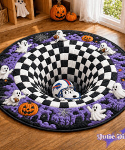 Snoopy Hiding Halloween Full Team NFL Round Rug