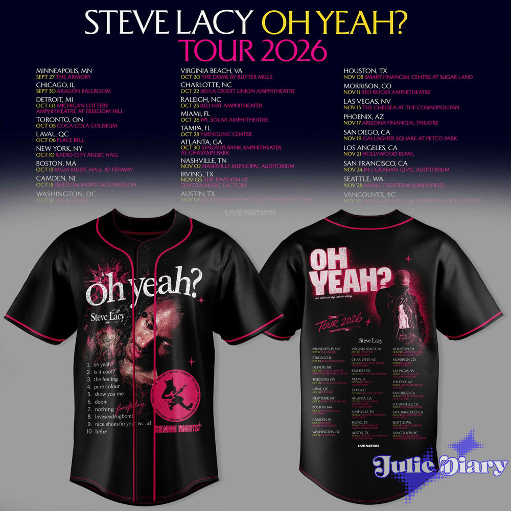 Steve Lacy — Oh Yeah? Tour 2026 Baseball Jersey Steve Lacy — Oh Yeah? Tour 2026 Baseball Jersey