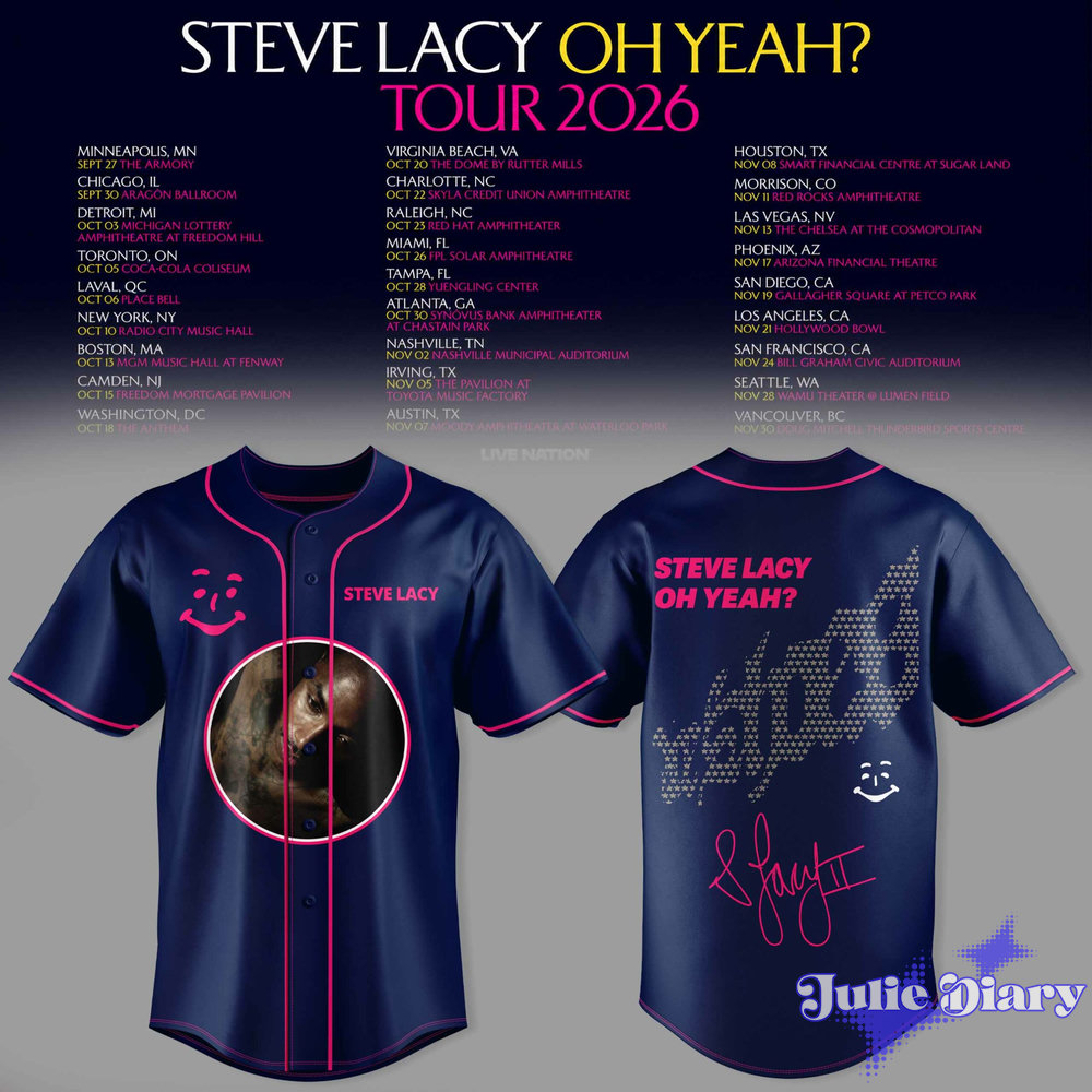 Steve Lacy — Oh Yeah? Tour 2026 Baseball Jersey Steve Lacy — Oh Yeah? Tour 2026 Baseball Jersey