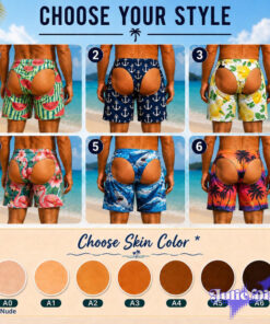 Summer Fruit Open Back Swim Trunks – Funny Bare Butt Cutout Beach Shorts