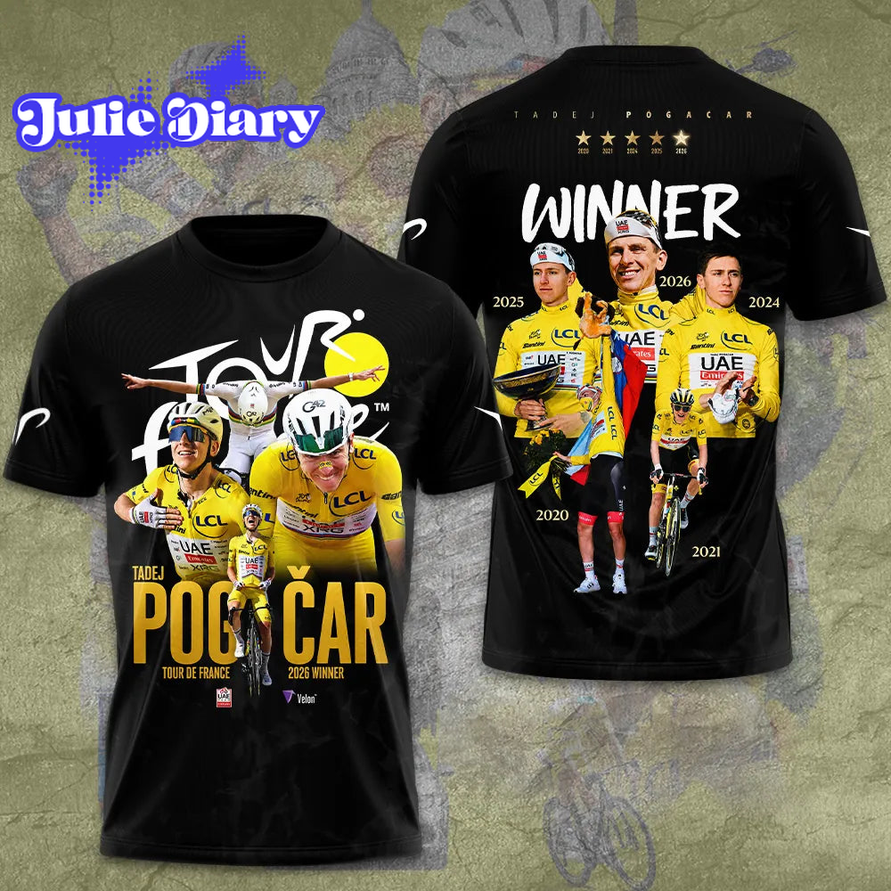 Tadej Pogacar 2026 5X Tour de France Winner Limited Edition Shirt Tadej Pogacar 2026 5X Tour de France Winner Limited Edition Shirt