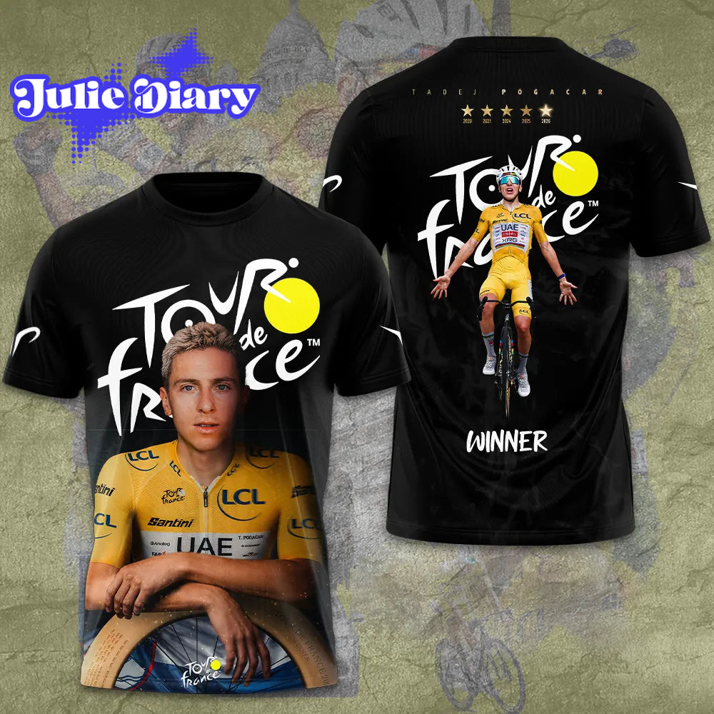 Tadej Pogacar 2026 5X Tour de France Winner Limited Edition Shirt Tadej Pogacar 2026 5X Tour de France Winner Limited Edition Shirt