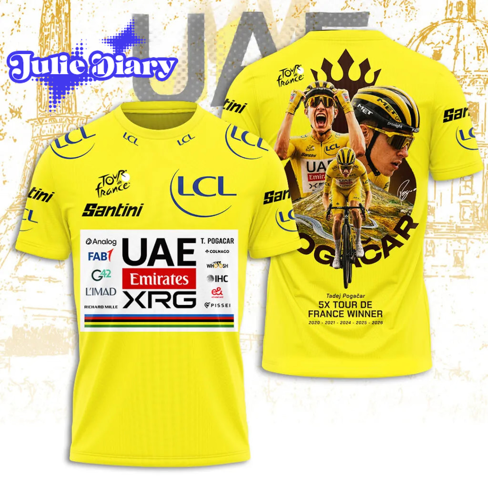Tadej Pogacar 2026 5X Tour de France Winner Limited Edition Shirt Tadej Pogacar 2026 5X Tour de France Winner Limited Edition Shirt