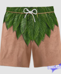 Tropical Leaf Print Swim Trunks – Funny Hawaiian Beach Shorts