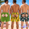Rainbow Tie Dye Illusion Swim Trunks – Funny Bare Butt Cutout Beach Shorts Rainbow Tie Dye Illusion Swim Trunks – Funny Bare Butt Cutout Beach Shorts