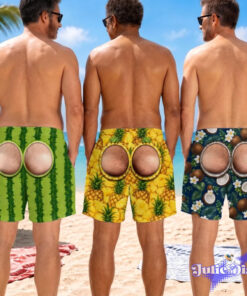Tropical Thong Illusion Swim Trunks – Funny Bare Butt Cutout Beach Shorts Tropical Thong Illusion Swim Trunks – Funny Bare Butt Cutout Beach Shorts