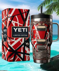 Van Halen Guitar Red White Black Pattern Tumbler