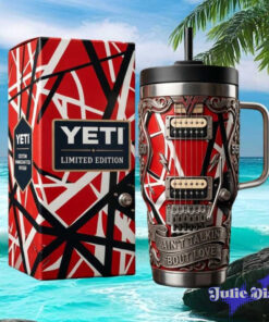 Van Halen Guitar Red White Black Pattern Tumbler