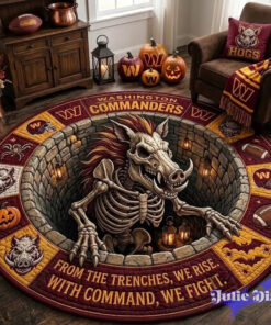 Washington Commanders 2026 Halloween Quilted Round Rug