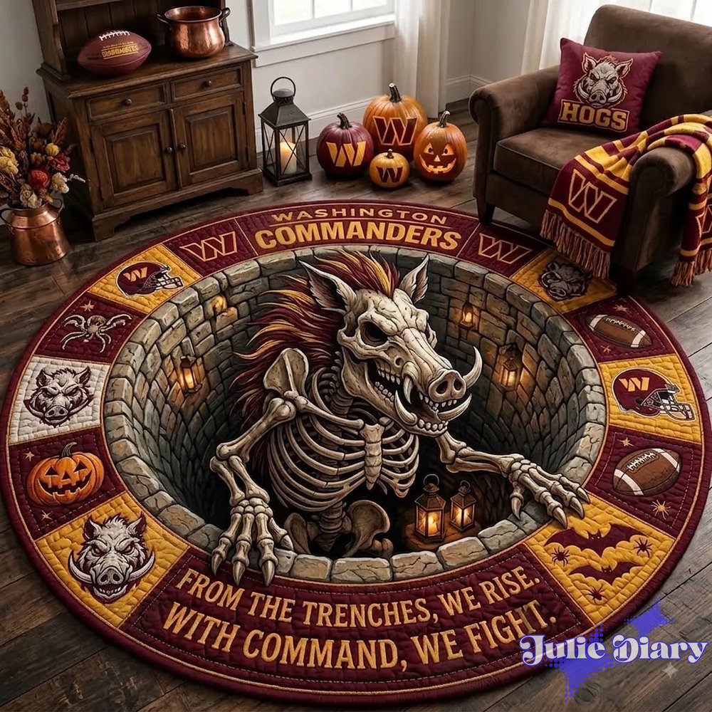 Washington Commanders 2026 Halloween Quilted Round Rug Washington Commanders 2026 Halloween Quilted Round Rug