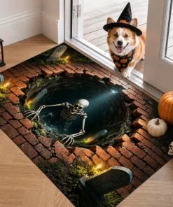 Skeleton climbed up from the well – Halloween Doormat