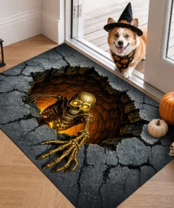 Skeleton climbing Halloween Doormat